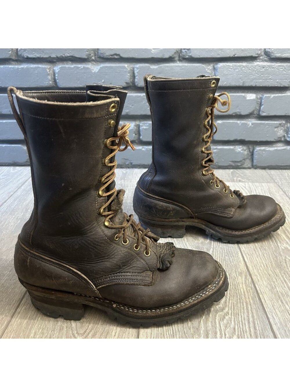 Whites Vintage Logger Packer Plain Toe Lace Up Work Boots Mens 10 D